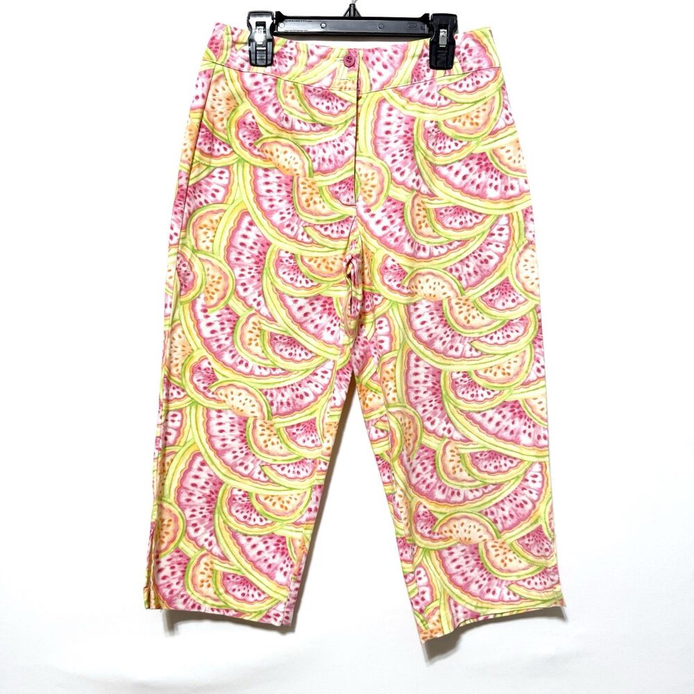 Talbots Capri Pants Watermelon Fruit Print Size 2 Summer Coastal Resort